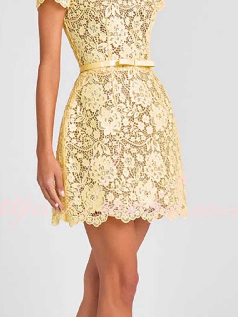 Yellow Lace Fit-and-Flare Dress